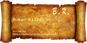 Bukor Kilián névjegykártya